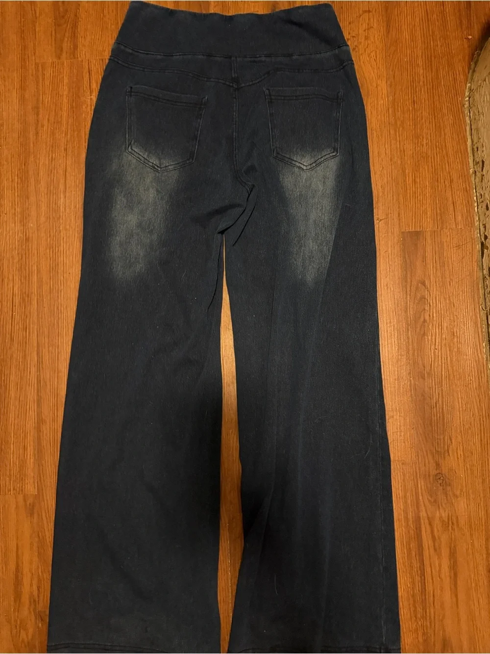 SHEIN Black stretch Wide-Leg Flare Jeans with Faded Wash